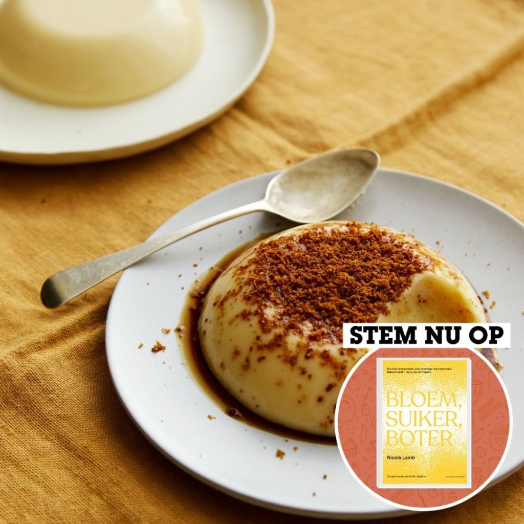 Panna cotta met verbrande witte chocolade