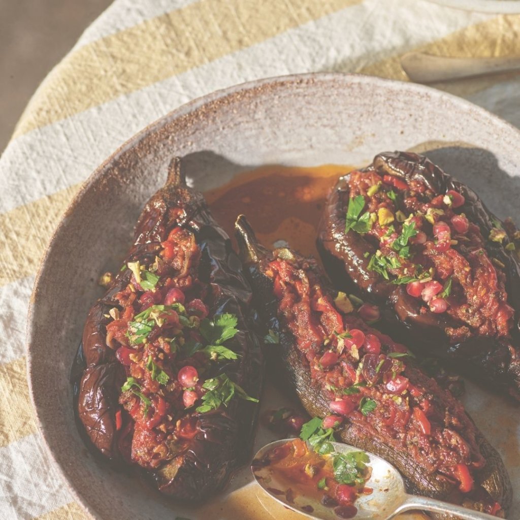 Gevulde aubergine en courgette