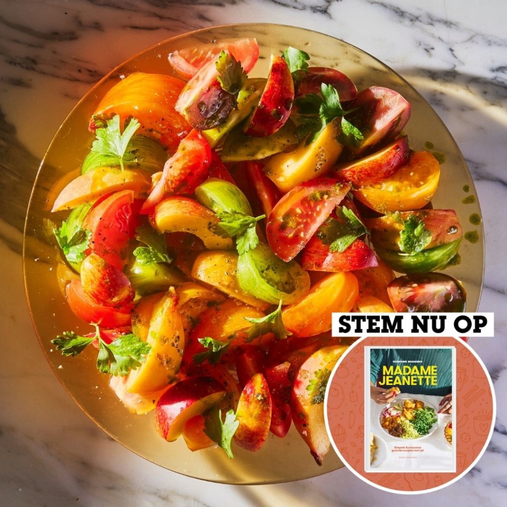 Tomatensalade met gegrilde nectarine