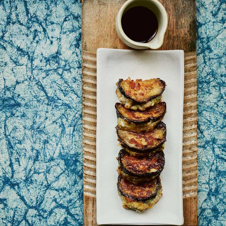 Gevulde aubergine-gyoza