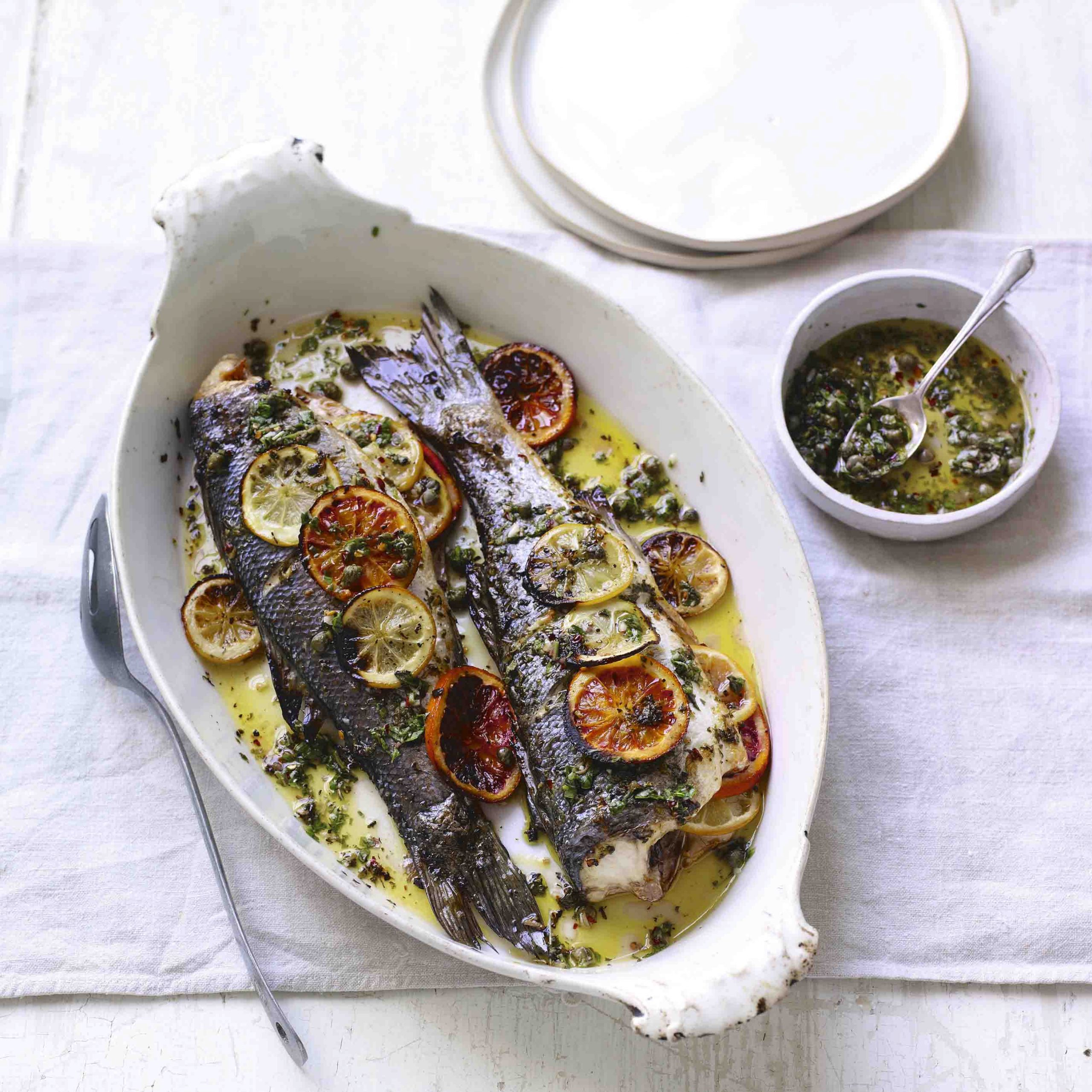 Zeebaars met citrus & salmoriglio