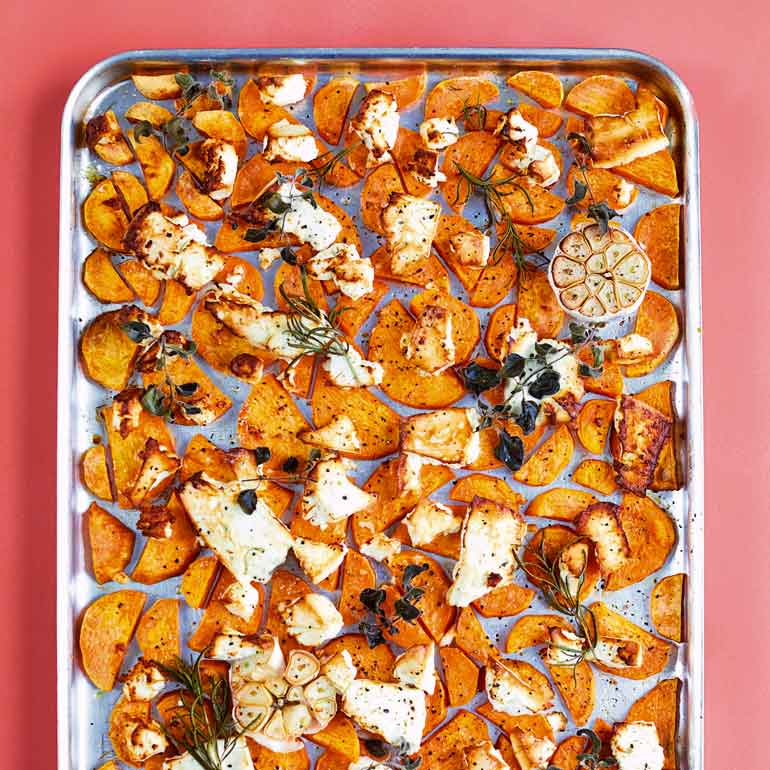 Geroosterde zoete aardappel met feta