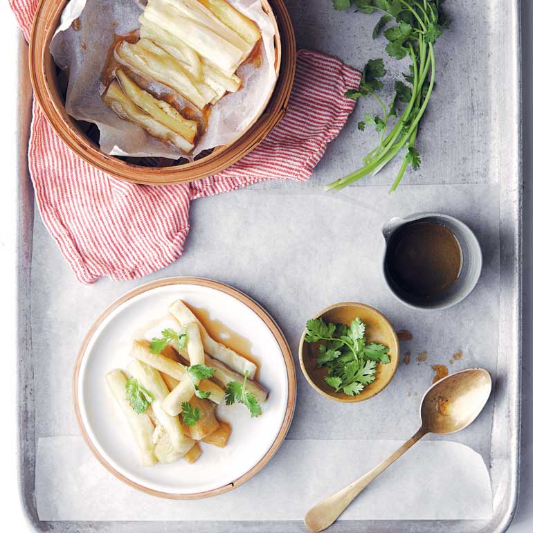 aubergine met gember & koriander