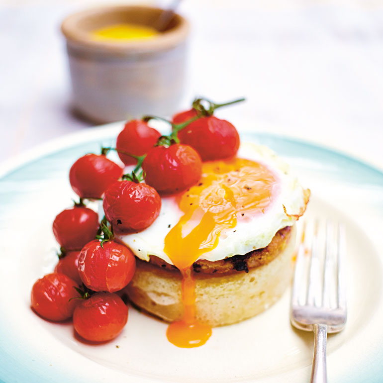 Aardappel-crumpets met ham