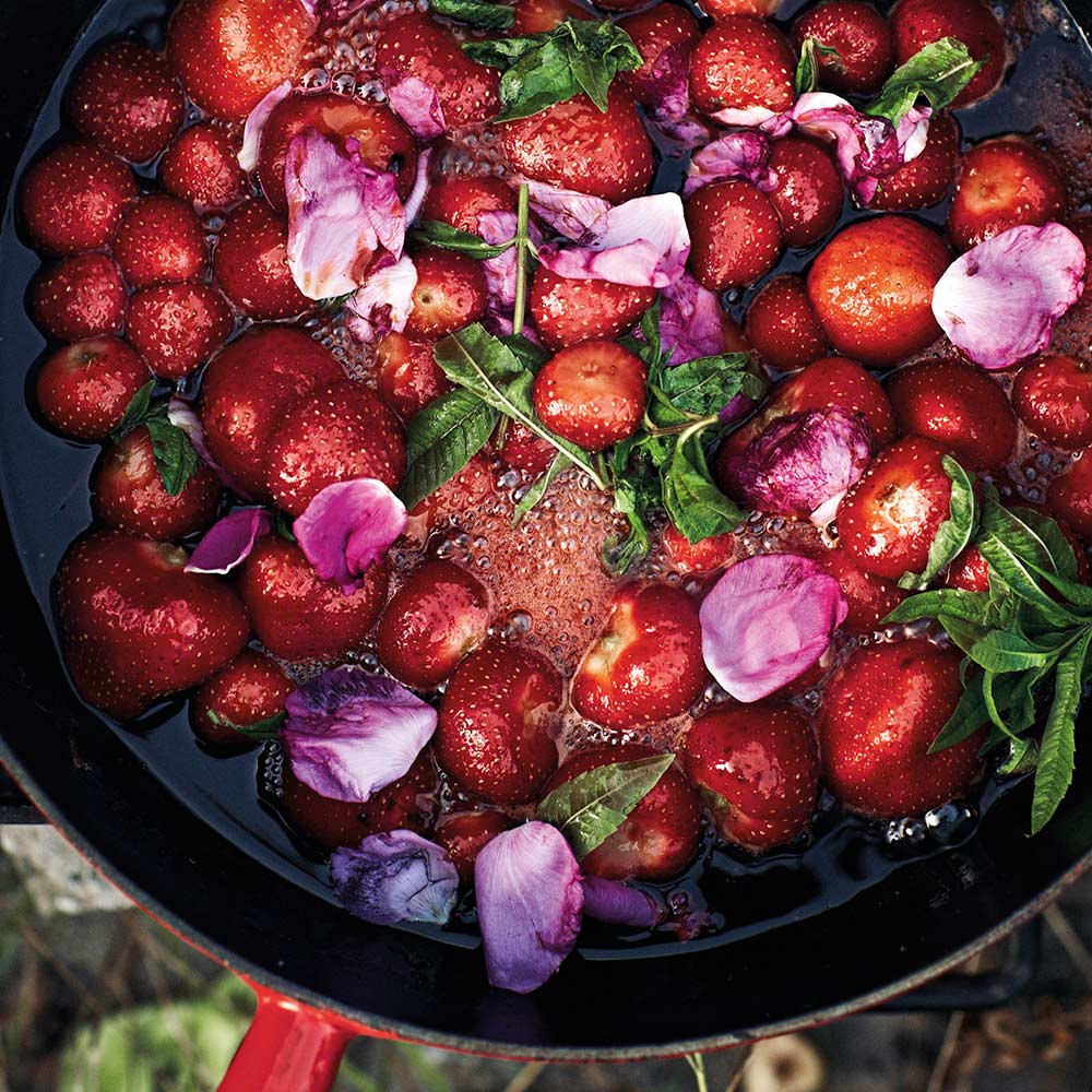 Geflambeerde aardbeien