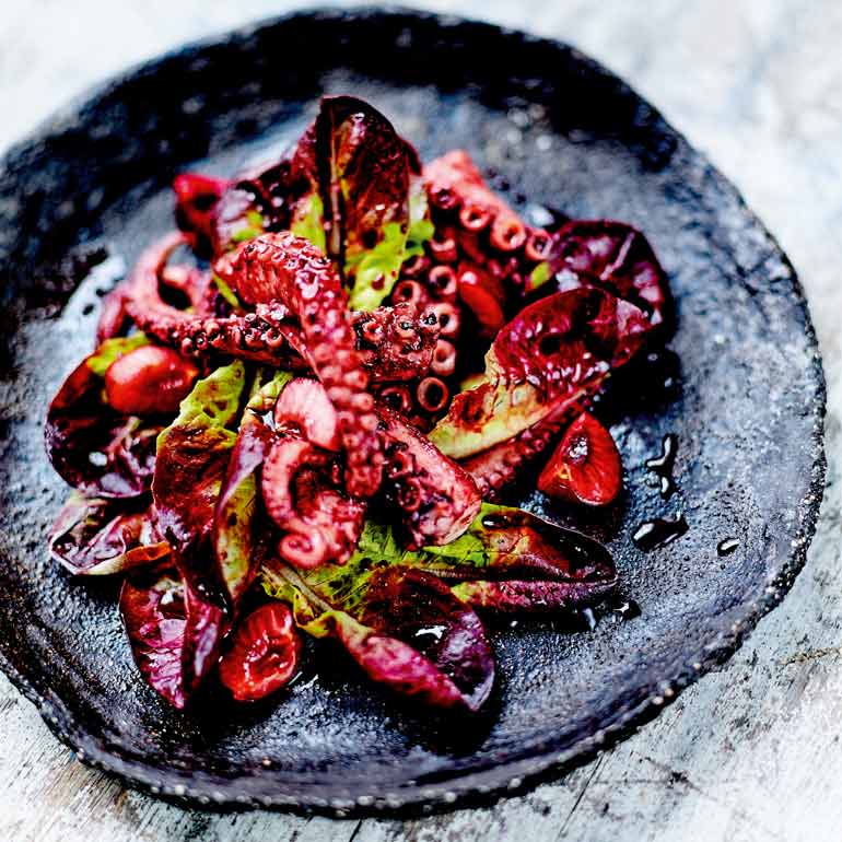 Octopus met kersen