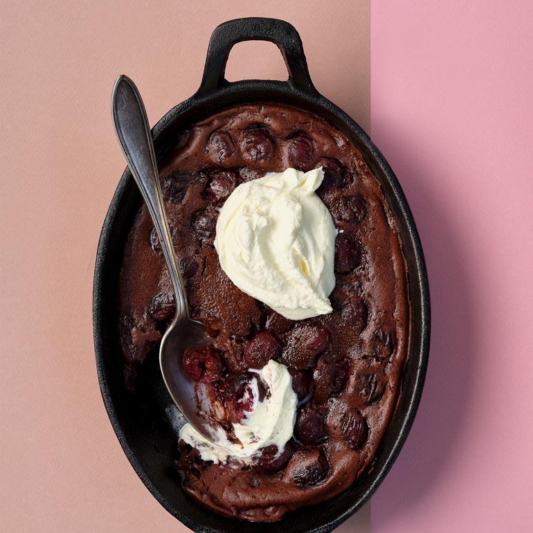 Clafoutis met pure chocolade en kersen