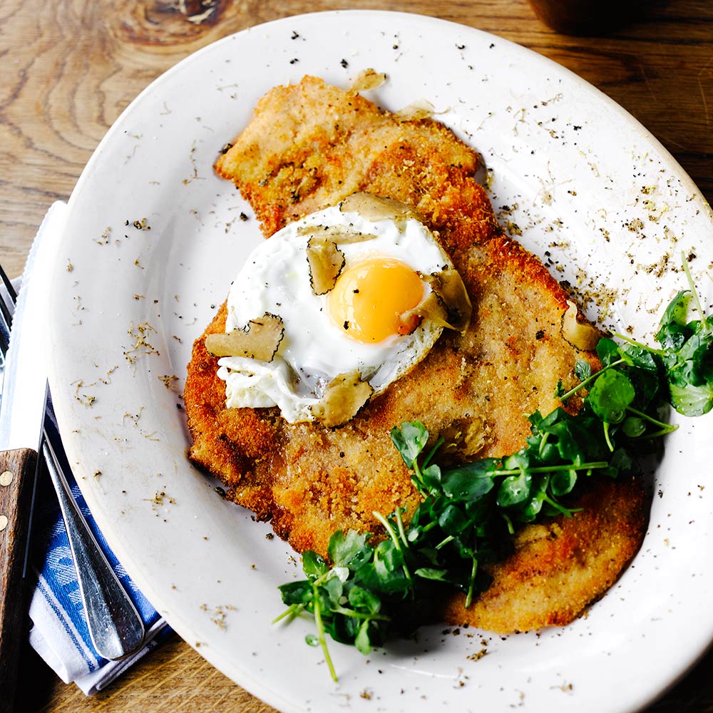 Kalkoen Milanese met een eitje