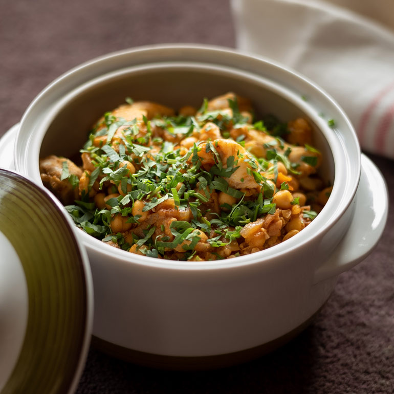 Kikkererwten met koolvis & harissa