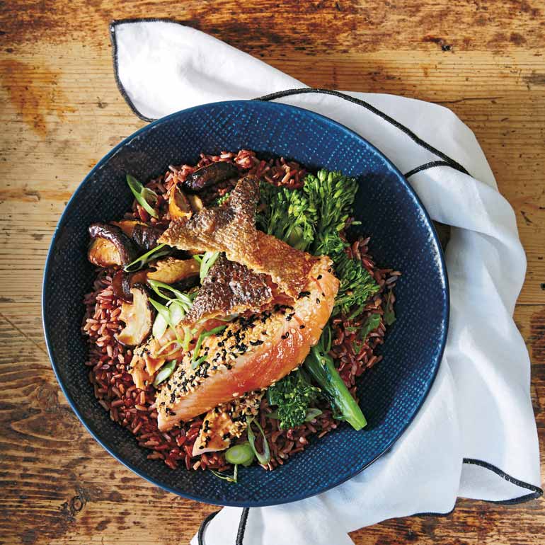 Teriyaki zalm met knapperige zalmhuid