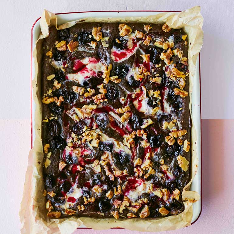 Brownies met kersen & walnoten