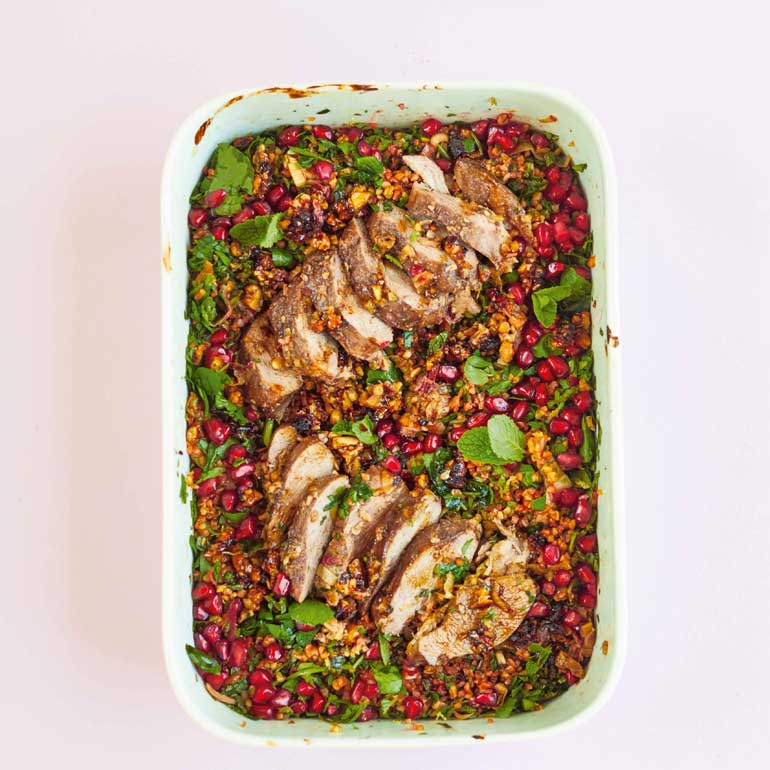 Eendenborst met granaatappel